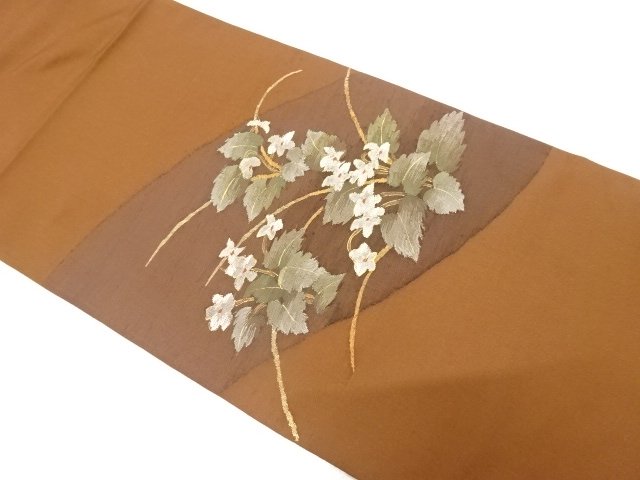 JAPANESE FUKURO OBI / WOVEN FLORAL PLANTS
